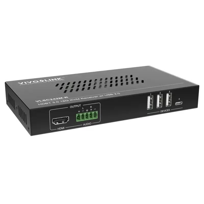 Vivolink video skaleerija VLSC242M, metallkorpus, HDCP 1.4/2.2, AC 110–230V, 250×200×44 mm