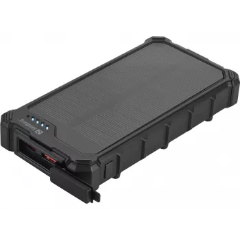 Sandberg Solar Powerbank CampLED 10000, 10000 mAh, Programmeeritav toiteallikas (PPS), 3,7 V, 15 W, Must