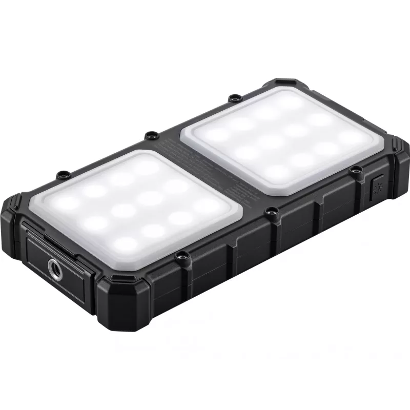 Sandberg Solar Powerbank CampLED 10000, 10000 mAh, Programmeeritav toiteallikas (PPS), 3,7 V, 15 W, Must