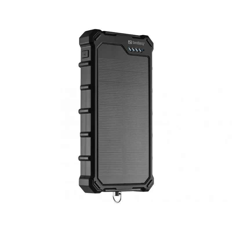 Sandberg Solar Powerbank CampLED 10000, 10000 mAh, Programmeeritav toiteallikas (PPS), 3,7 V, 15 W, Must