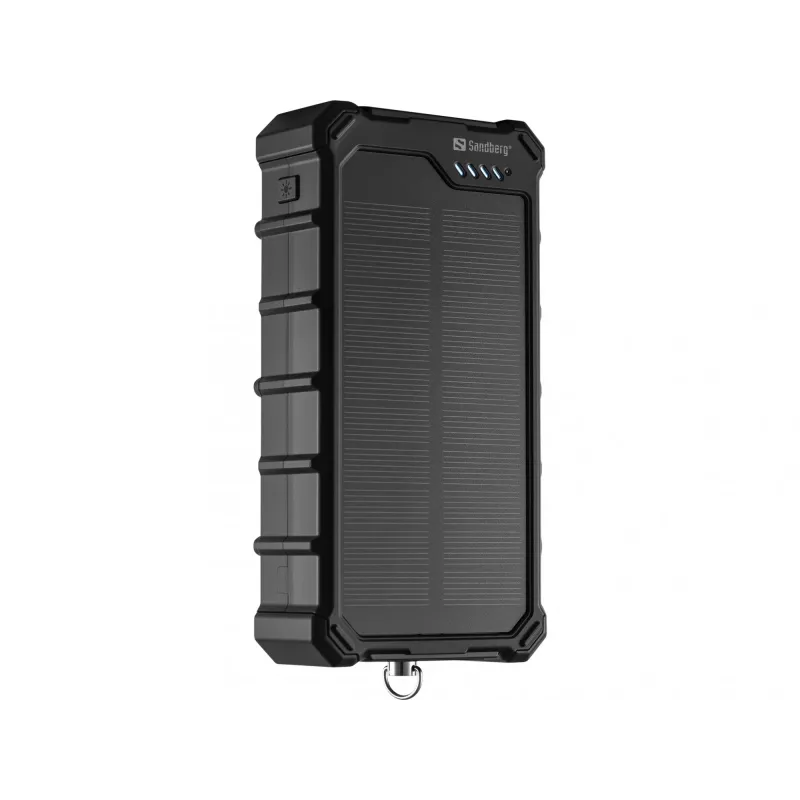 Sandberg Solar Powerbank CampLED 20000, 20000 mAh, Programmeeritav Toiteallikas (PPS), 3.7 V, 15 W, Must