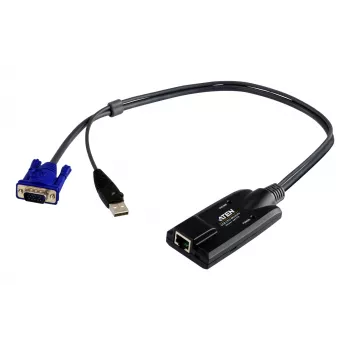 ATEN USB - VGA to Cat5e/6 KVM adapterkaabel (CPU Module), USB, USB, VGA, Must, Blue, Metallic, RJ-45, 1 x RJ-45
