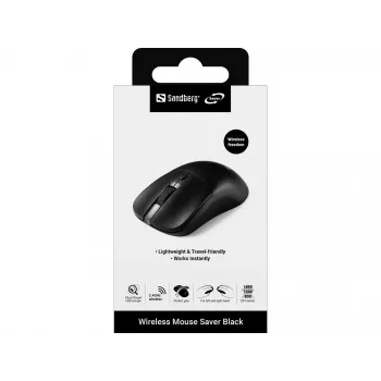 Sandberg Wireless hiir Saver Must, mõlemakäeline, RF-juhtmevaba, 1600 DPI, Must