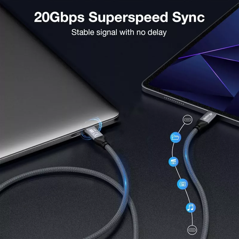 USB-C–USB-C kaabel EQUIP 2.0 m — USB 3.2 Gen 2x2, 20 Gbps, PD 240W, 4K/60Hz, must
