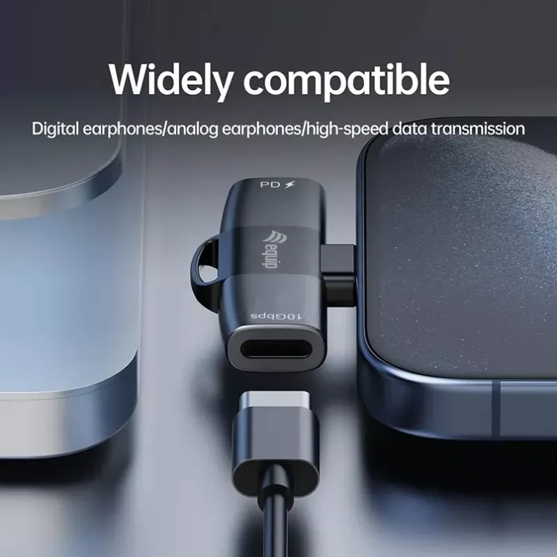 Adapter USB-C OTG 2-in-1 EQUIP 133479 — 100W PD, 10Gbps, 1x USB-C kuni 2x USB-C, hall