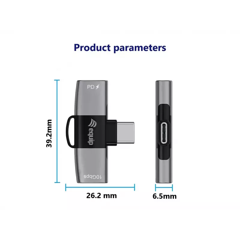 Adapter USB-C OTG 2-in-1 EQUIP 133479 — 100W PD, 10Gbps, 1x USB-C kuni 2x USB-C, hall