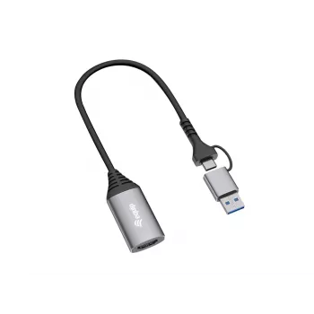 USB-HDMI-adapter EQUIP 133498 (USB-C ja USB-A isane HDMI-le, 1080p, alumiiniumkorpus, hall)