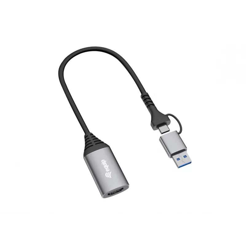 USB-HDMI-adapter EQUIP 133498 (USB-C ja USB-A isane HDMI-le, 1080p, alumiiniumkorpus, hall)