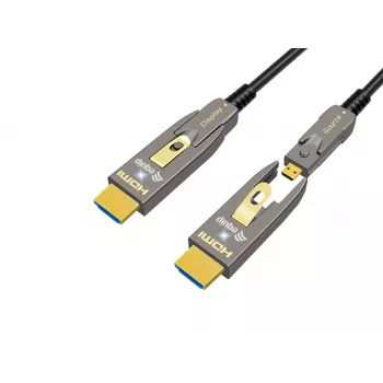 EQUIP HDMI 2.0 aktiivne optiline kaabel 30 m eemaldatavate Type D ja Type A pistikutega, 4K/60Hz, 18 Gbit/s, kullatud kontaktid