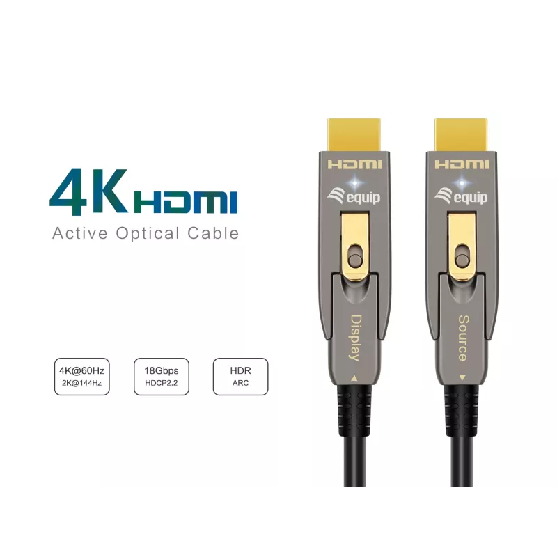 EQUIP HDMI 2.1 Active Optical kaabel Detachable Type D + A, 20 m, 48 Gbit/s, 8K/60Hz