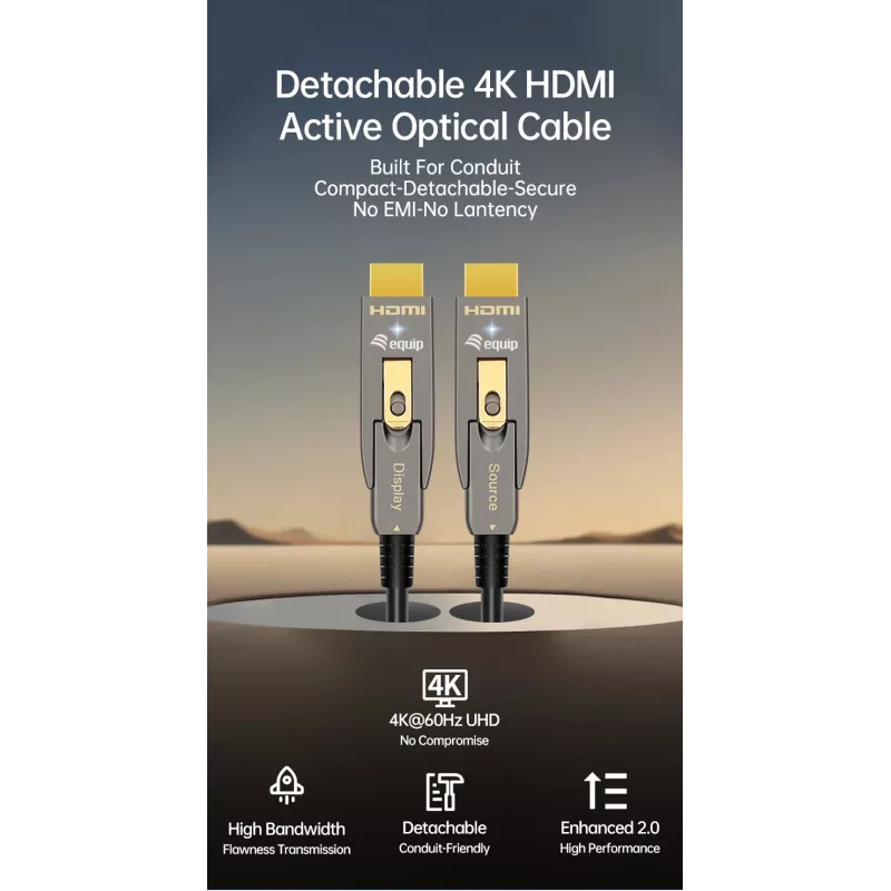 EQUIP HDMI 2.1 Active Optical kaabel Detachable Type D + A, 20 m, 48 Gbit/s, 8K/60Hz