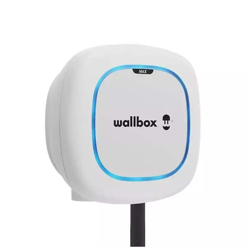 Wallbox Pulsar Max seinakinnitusega laadija 22 kW, Wi‑Fi ja Bluetooth, 5 m kaabel, IP54, IK10, valge