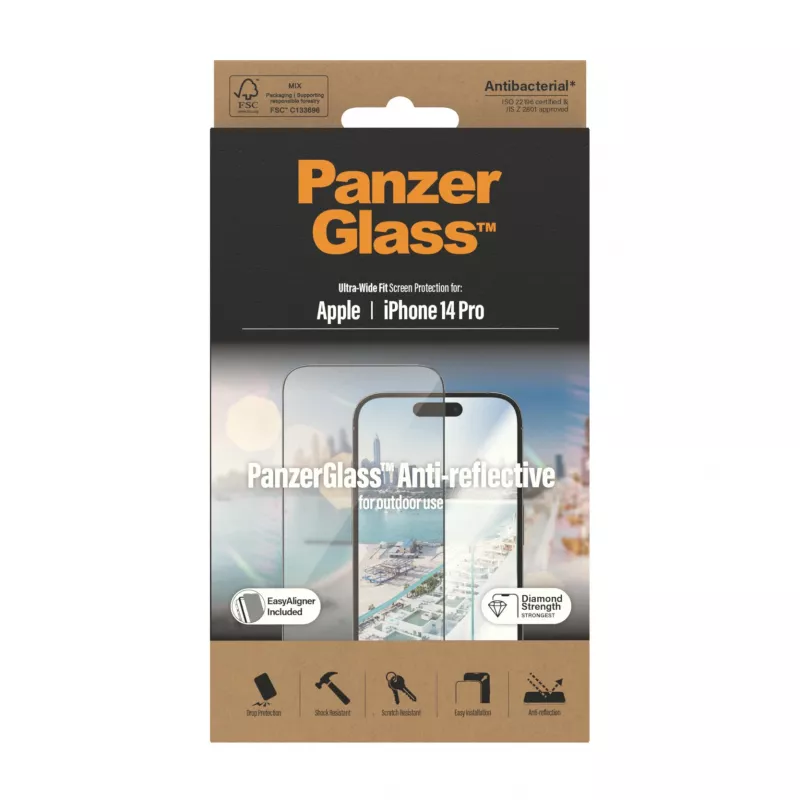 PanzerGlass ® peegeldust vähendav ekraanikaitse iPhone 14 Pro | Ultra-Wide Fit koos EasyAligneriga