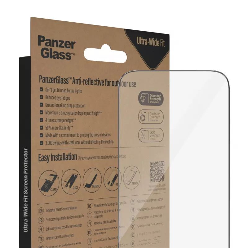 PanzerGlass ® peegeldust vähendav ekraanikaitse iPhone 14 Pro | Ultra-Wide Fit koos EasyAligneriga