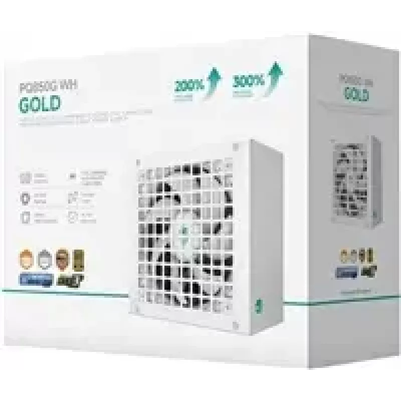 Toiteplokk DeepCool GAMERSTORM PQ850G WH 850W, 120mm ventilaator, täismodulaarne, 80+ Gold, ATX 3.1, valge