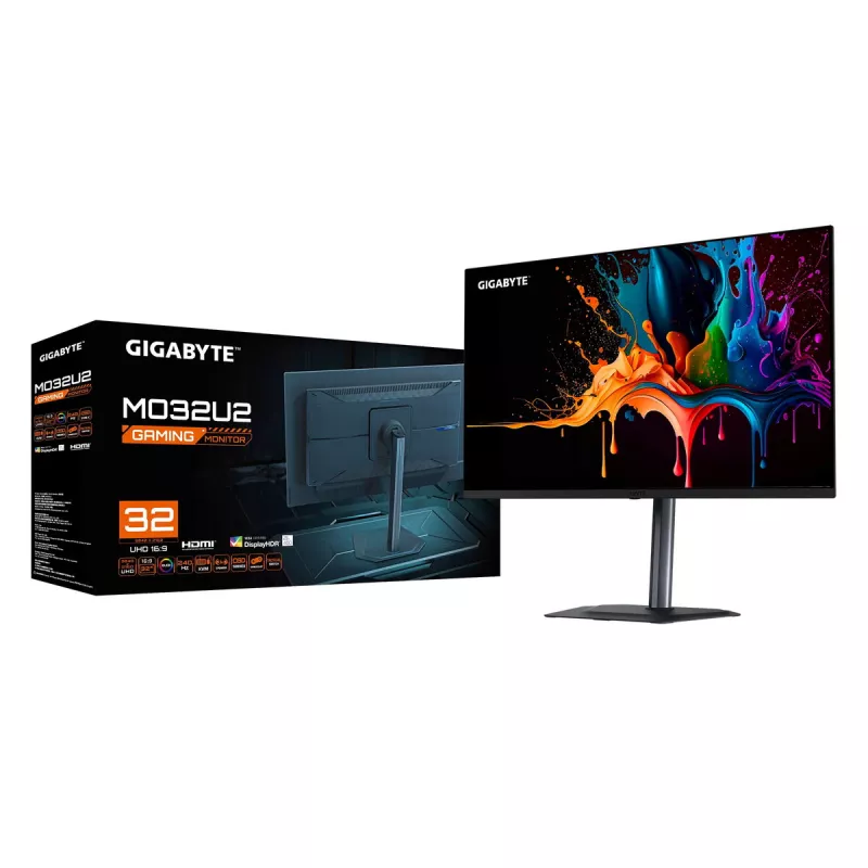 32-tolline GIGABYTE MO32U2 QD-OLED 4K UHD mängurimonitor — 3840×2160, 240 Hz, 0,03 ms, 250 cd/m², HDMI 2.1, DisplayPort 1.4