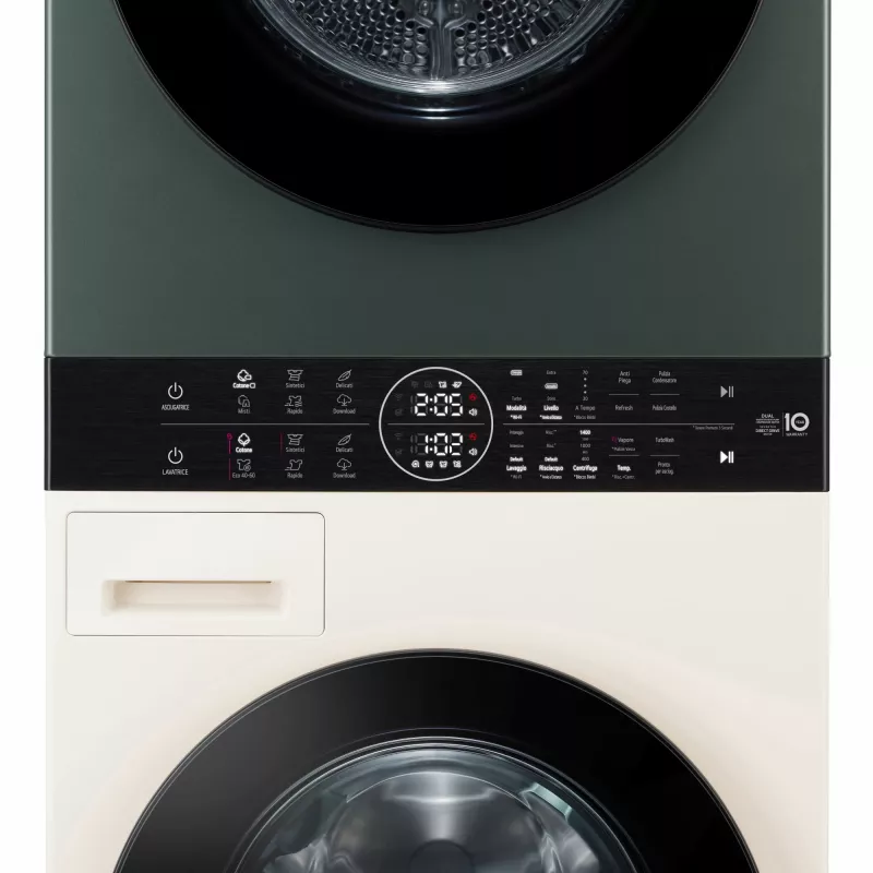 Pesumasin-kuivati LG WT1210EGF eraldiseisev eestlaetav, 22 kg, 1400 p/min, roheline/valge