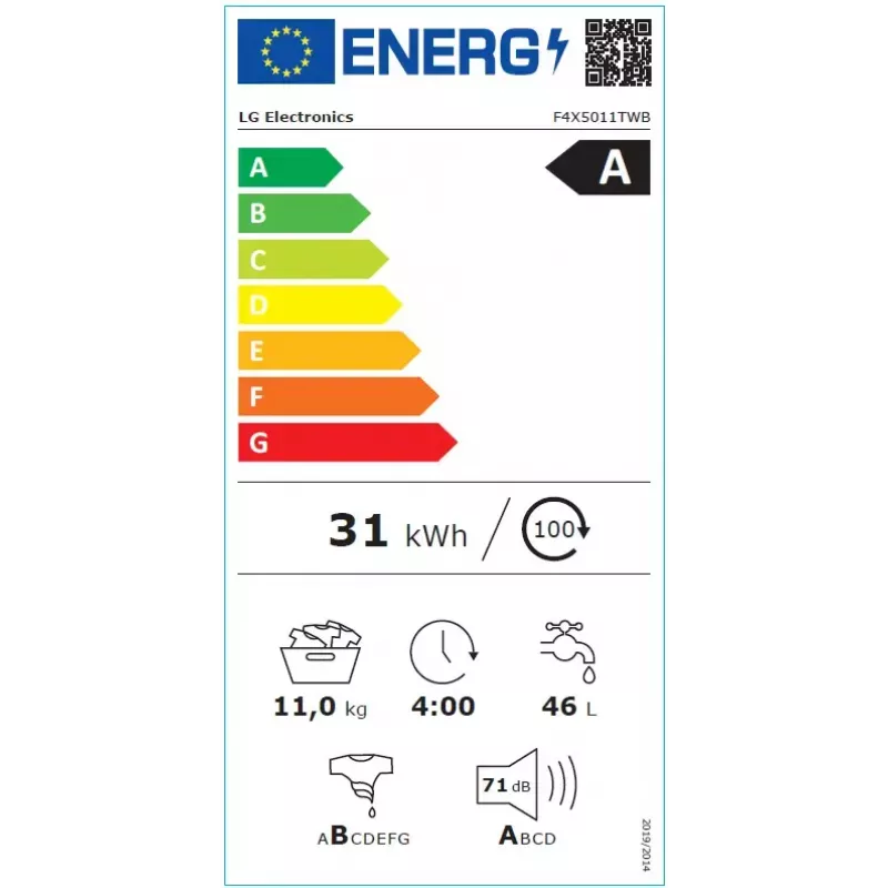 Pesumasin LG F4X5011TWB — eestlaetav pesumasin LG, mudel F4X5011TWB