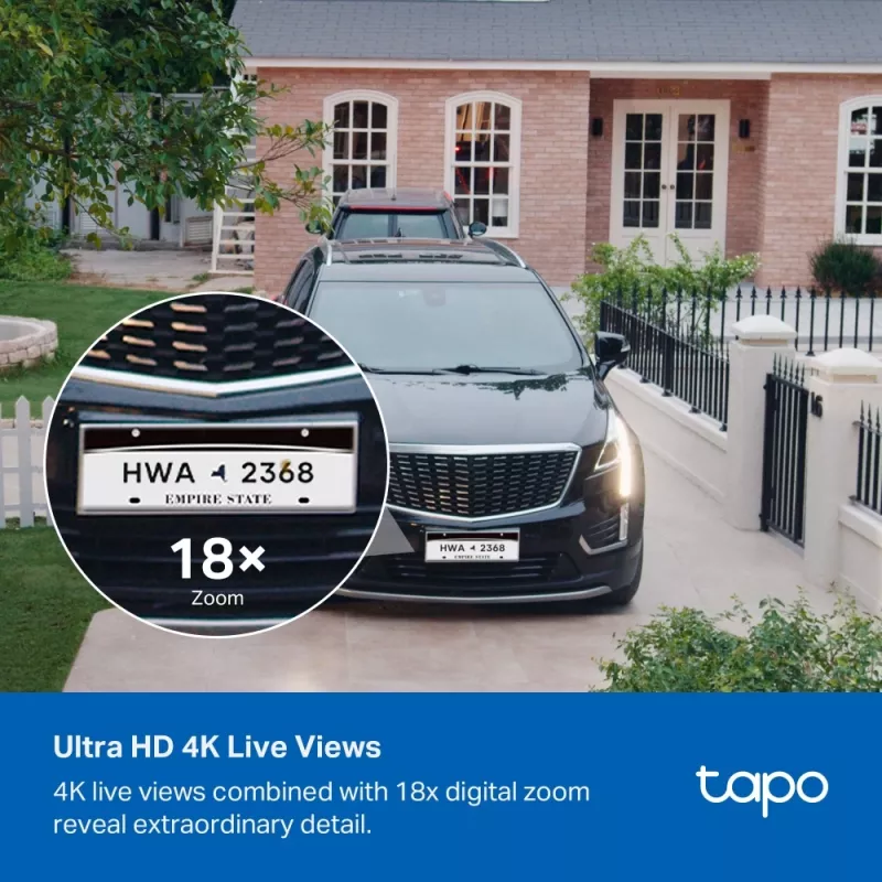 TP-Link Tapo Enhanced AI Solar Security Camera Ultra, juhtmevaba, kuul, Wi-Fi, välitingimustesse, 850 nm, 512 GB