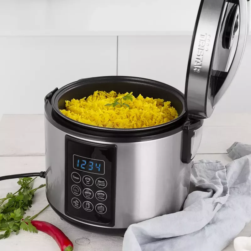 Multikeetja Tristar RK-6132 — 1,5 L, 500 W, 7 automaatprogrammi, LCD, roostevaba teras/must