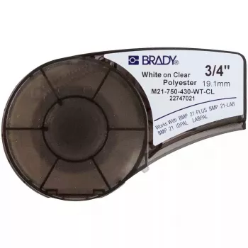 Isekleepuv printerisilt Brady M21-750-430-WT-CL, läbipaistev polüester, 1,91 cm×6,4 m