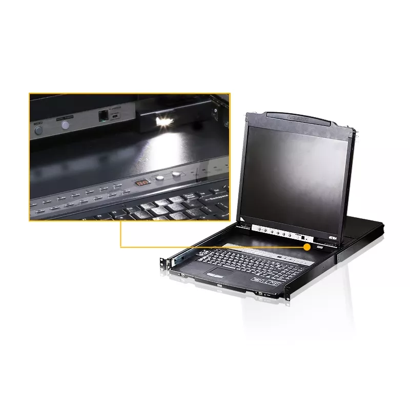 ATEN CL5808N raamkonsool 48,3 cm (19 tolli) 1280 x 1024 pikslit Metall, Plastik Must 1U