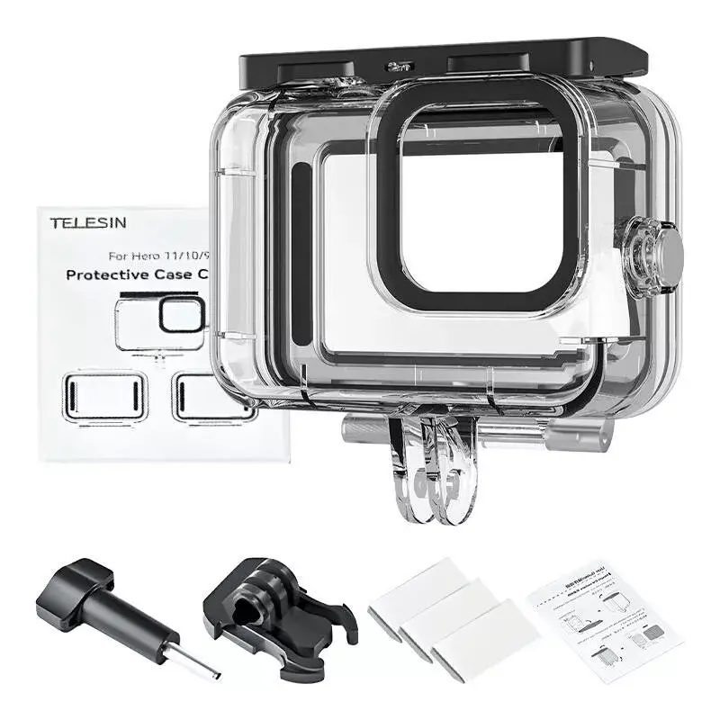 Kaitseümbrise komplekt Telesin GoPro Hero 12/11/10/9 jaoks – kõva kest ja silikoonkatte komplekt