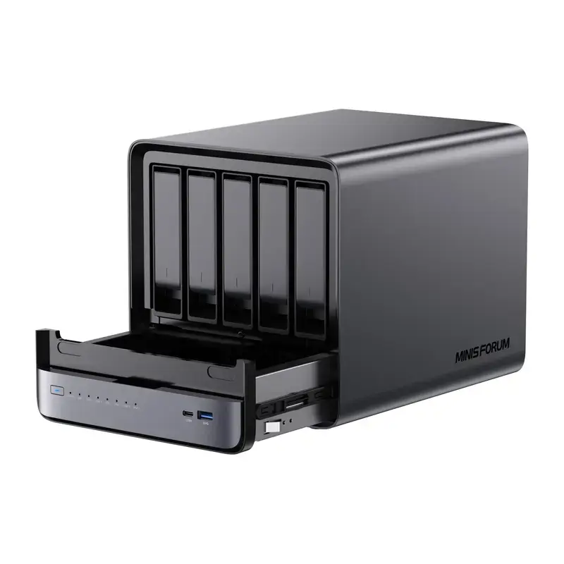 Mini-PC Minis Forum NAS N5 Pro AMD Ryzen AI 9 HX Pro 370, 32 GB muutmälu, 128 GB salvestusruum