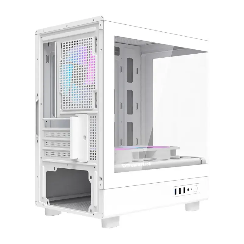 Darkflash arvutikorpus DB330M Valge v2 kolme eelpaigaldatud ventilaatoriga, micro-ATX/mATX tugi