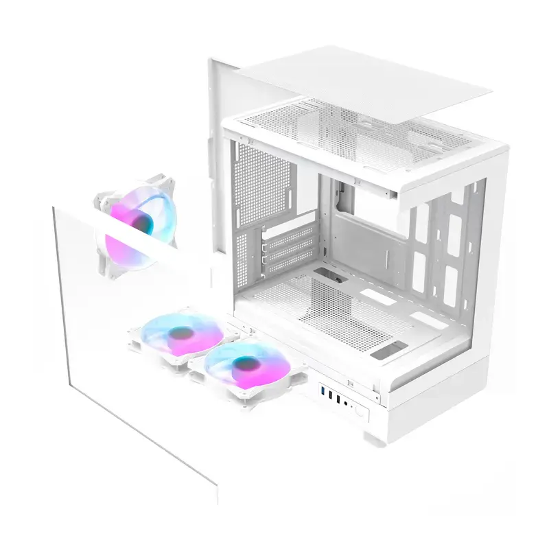 Darkflash arvutikorpus DB330M Valge v2 kolme eelpaigaldatud ventilaatoriga, micro-ATX/mATX tugi