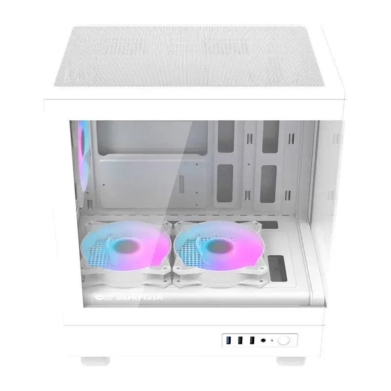 Darkflash arvutikorpus DB330M Valge v2 kolme eelpaigaldatud ventilaatoriga, micro-ATX/mATX tugi