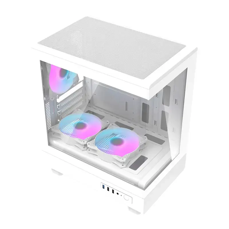 Darkflash arvutikorpus DB330M Valge v2 kolme eelpaigaldatud ventilaatoriga, micro-ATX/mATX tugi
