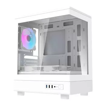 Darkflash arvutikorpus DB330M Valge v2 kolme eelpaigaldatud ventilaatoriga, micro-ATX/mATX tugi