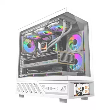DarkFlash DS950V arvutikorpus sisseehitatud ekraaniga, valge, sisaldab 6 ventilaatorit