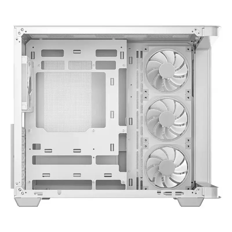 PC korpuse korpus DeepCool CG530U 4F valge — tagumine toiteplokk, toetab 3x120mm külje- + 1x120mm tagumist ventilaatorit, 120/140mm ventilaatorikinnitused, 2,5-tollised ja 3,5-tollised kõvakettad