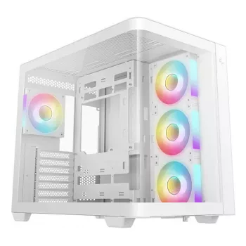 PC korpuse korpus DeepCool CG530U 4F valge — tagumine toiteplokk, toetab 3x120mm külje- + 1x120mm tagumist ventilaatorit, 120/140mm ventilaatorikinnitused, 2,5-tollised ja 3,5-tollised kõvakettad