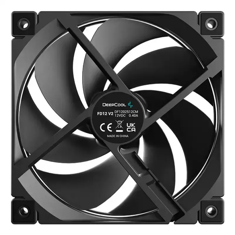 Arvutikorpuse ventilaator DeepCool FD12 V2 120 mm Must, 500–2500 p/min, hüdrauliline laager, 4 tk