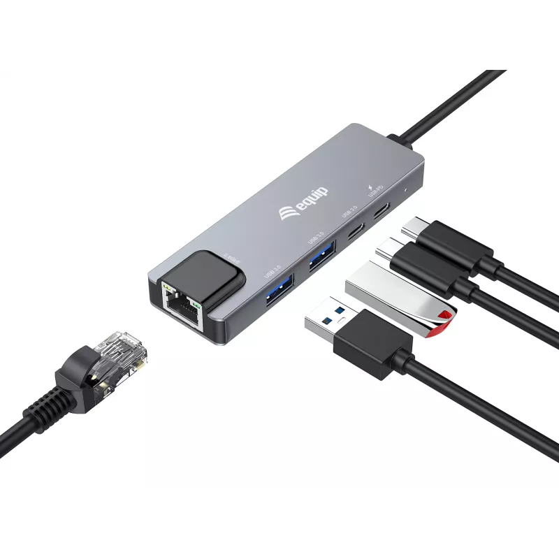 Equip 5 in 1 multifunktsionaalne adapter, 2.5GbE, USB-A x 2, USB-C x 1, USB-C, 100W USB PD