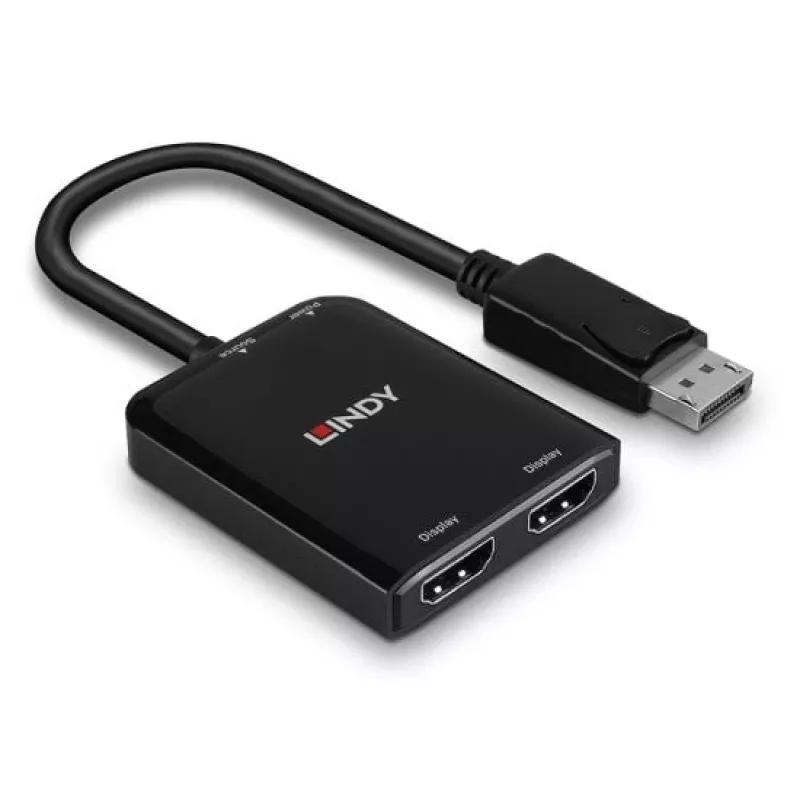 Lindy DisplayPort to 2 Port HDMI MST Hub, DisplayPort, 2 x HDMI, Male, Female, sirge, sirge