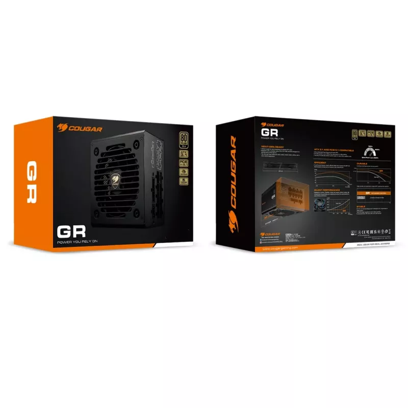 Toiteplokk Cougar GR 850W ATX3.1 PCIe 5.1 80 PLUS Gold, 850 W, 20+4 pin ATX, 120 mm ventilaator, must