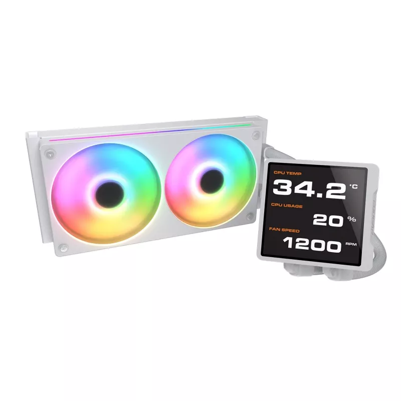 Kõik-ühes CPU vedelikjahuti Cougar Poseidon Vistek Pro 240, ARGB, 120 mm ventilaatorid, valge