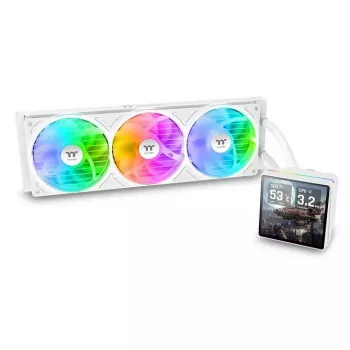 Kõik-ühes vedelikjahuti Thermaltake TH360 V3 Ultra ARGB — 3x 120 mm ventilaatorid, 500–2500 RPM, 12 V, valge