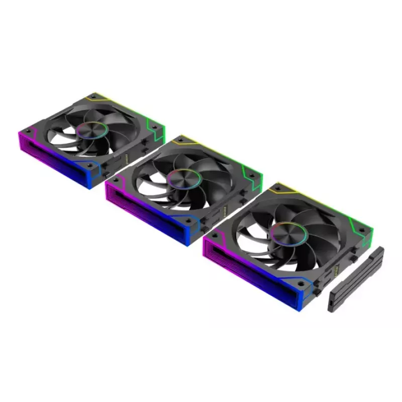 XILENCE XPF360R.ARGB 120 mm PC korpuse ventilaatorite 3-pakk, hüdrauliline laager, 1,9 mmH2O, 7–13,2 V, must