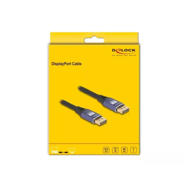 DeLOCK DisplayPort-kaabel 8K 60 Hz 5 m lilla metall