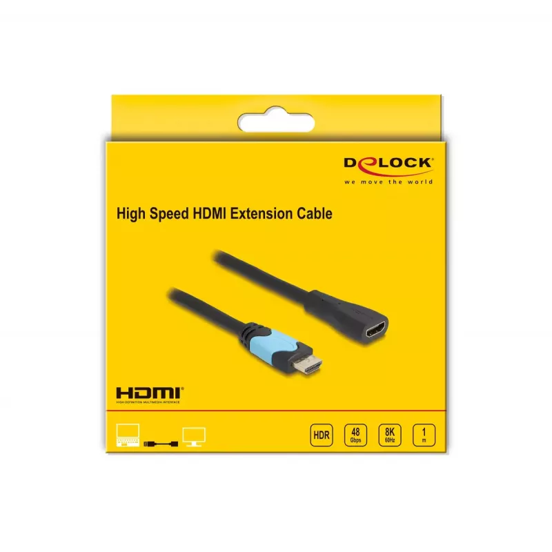 DeLOCK High Speed HDMI pikenduskaabel 48 Gbps 8K 60 Hz 1 m