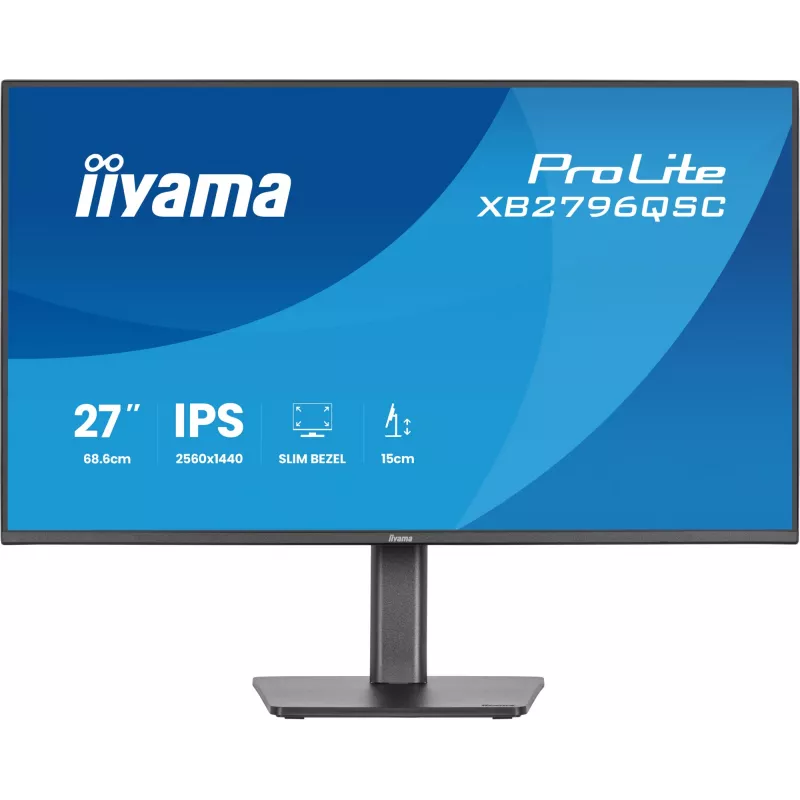 27-tolline IIYAMA ProLite XB2796QSC-B1 IPS Quad HD 2560x1440 LED monitor, 4 ms, USB-C, kõlarid, kõrguse reguleerimine, VESA