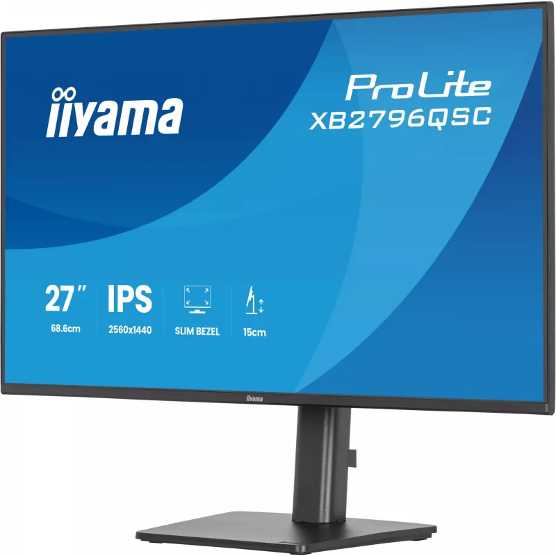 27-tolline IIYAMA ProLite XB2796QSC-B1 IPS Quad HD 2560x1440 LED monitor, 4 ms, USB-C, kõlarid, kõrguse reguleerimine, VESA
