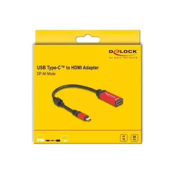 DeLOCK USB USB-C HDMI-adapter 8K 60 Hz HDR punane