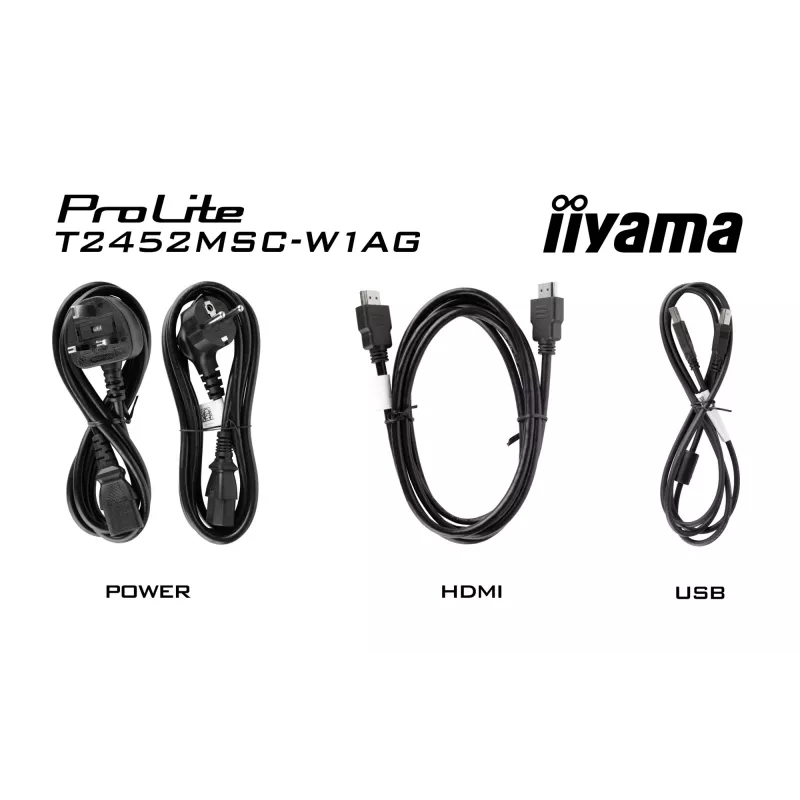 iiyama ProLite T2452MSC-W1AG arvutikuvar 60.5 cm (23.8 tolli) 1920 x 1080 pikslit Full HD LED puuteekraan valge