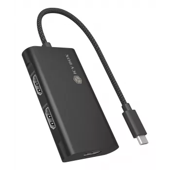ICY BOX Adapter USB USB-C to 3x HDMI, USB 3.2 Gen 2 (3.1 Gen 2) USB-C, HDMI, 10000 Mbit/s, 144 Hz, 3840 x 2160, 7680 x 4320, 7680 x 4320 pikslit
